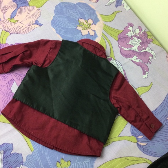 Like New TFW Baby Boy Suit 4 Pz Black  & Burgundy - Picture 6 of 8